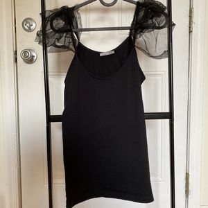 Zara Tulle puff shoulder tank top
